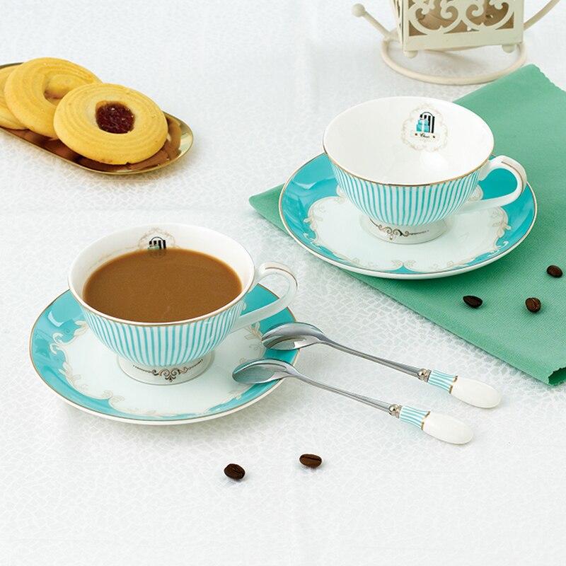 European Coffee Cup Blue Bone China English Afternoon Tea Set Teacup Party Tazas De Cafe Home Drink Wedding Gift|Coffee Cup & Saucer Sets