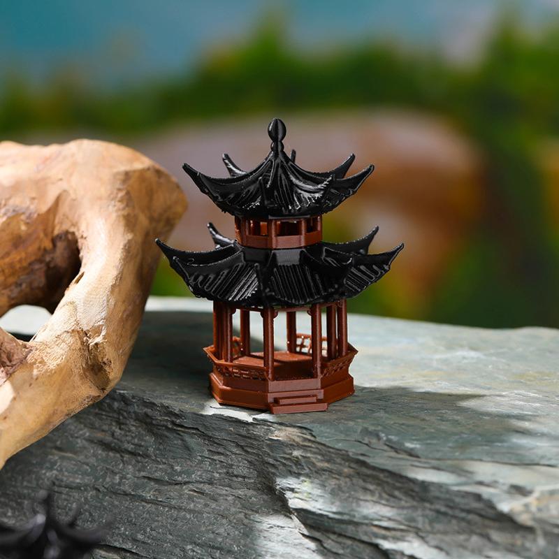 Mini Pagodestatue Modell av gammel bygning Paviljongdekorasjoner Simuleringsstatue Zenhage Akvarium Bonsai Dukkehusdekor