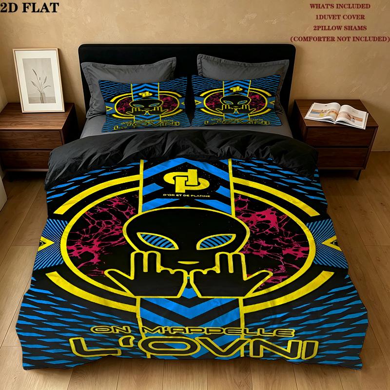 Jul C'Est Pas Des Lol Pattern Bedding Quilt Set Quilt Cover Pillowcase Home Birthday Gift(1 * duvet cover + 2 * pillowcase, without core)