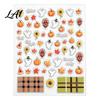 Fall Themed Nail Accessories Art Stickers for Halloween Thanksgiving Autumn Turkey Pumpkin Maple Wearable Manicure Leaf Sticker Embossed Waterproof