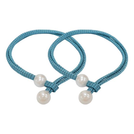 1 Pair Curtain Tiebacks for Drapes, Adjustable Curtain Rope Tie Backs, Faux Pearls Cord Curtain Buckle Holder for Home Hotel Office Window Drapery