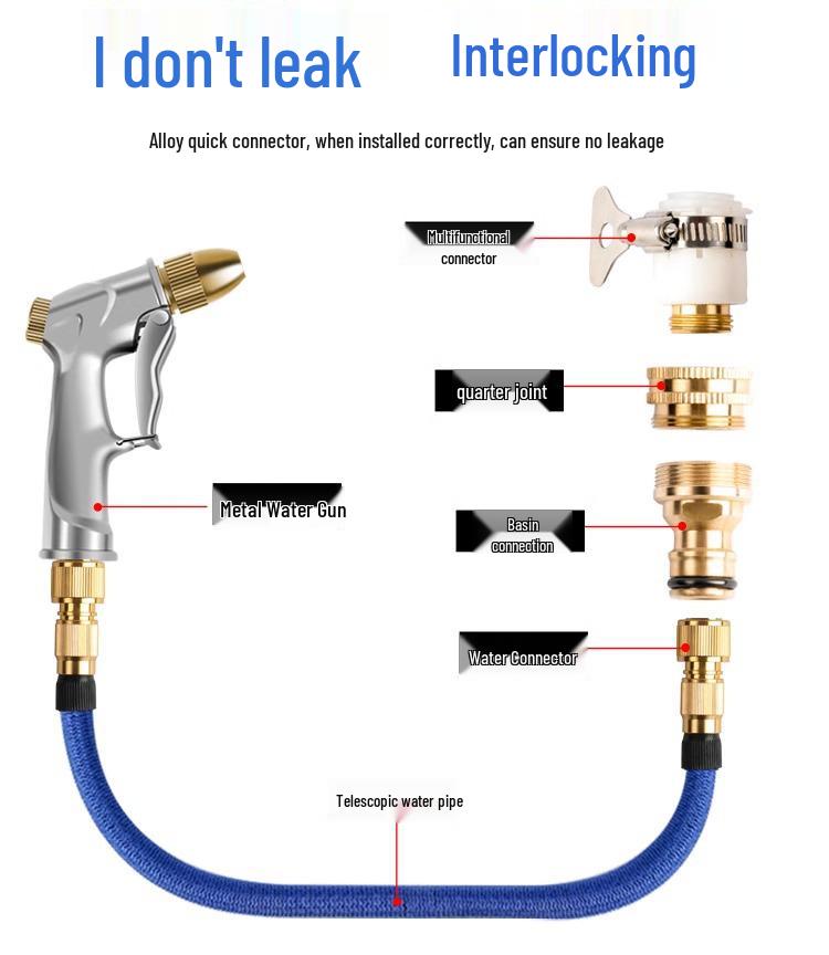 High-Pressure Telescopic Water Hose with Explosion-Proof Nozzle, Ideal for Car Wash and Garden Watering.