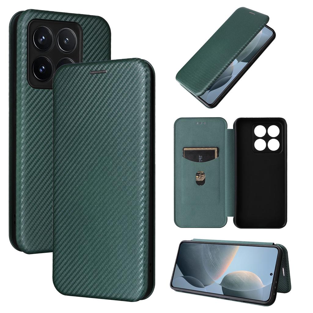For Xiaomi 14T Case Carbon Fiber Texture Drop-Proof PU Leather Phone Cover
