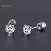 TJ Unisex Round Cubic Zirconia Titanium Steel Stud Earrings Jewelry Gift