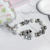 Y2K Silver Bow Beaded Phone Case Lanyard Stylish Bead Phone Chain Wrist Band Anti Lost Phone Strap Earphone Pendant Keychain
