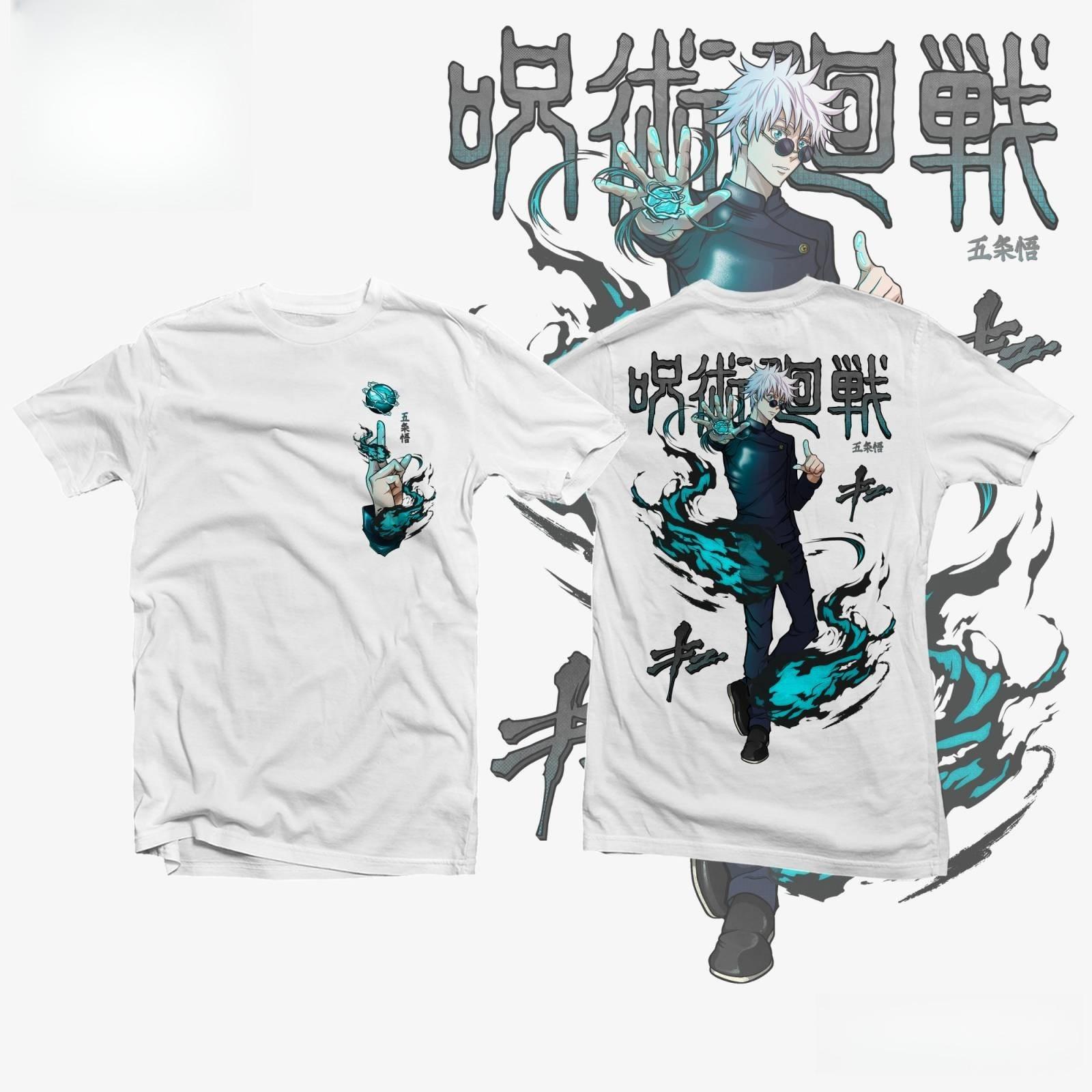

2026 Summer Jujutsu Kaisen Anime Satoru Gojo Printed Loose Shortsleeved Pure Cotton Childrens Tshirt Unisex Casual Loose Y2k S