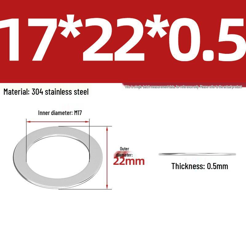 304 Stainless Steel Ultra-Thin Flat Washers - Available in Thickness: 0.1mm, 0.2mm, 0.3mm, 0.5mm