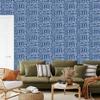 Polynesian Geometric Pattern Wallpaper Blue 50x1000