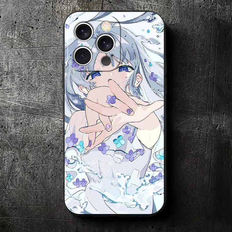 Anime Kwaii Girl Ins Style Soft Phone Case for iPhone 16 16E 17 Air 15 Pro Max 14 Plus 13 Mini 11 12 7 Black Cover Back Shell