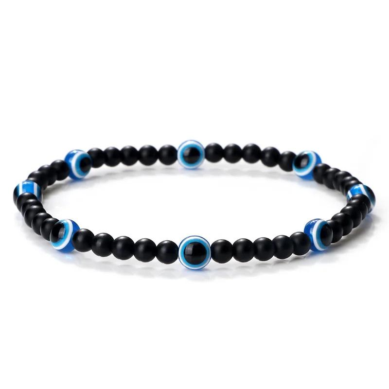 Türkisches blaues Armband mit bösen Augen, 4 mm Mini-Perlen, natürliches Tigerauge, Lavastein, Glücksarmbänder für Frauen und Männer, Schmuck, Pulseras Homme