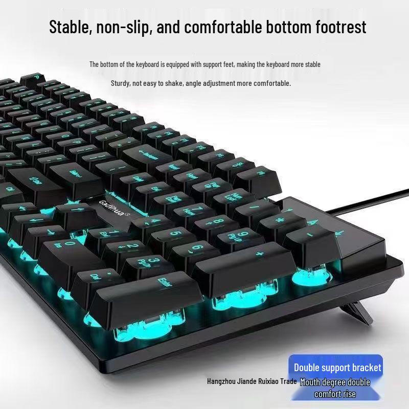 Silent Mechanical-Feel Wired Keyboard & Mouse Gaming Set (3-Piece, Universal for Computers & Laptops)