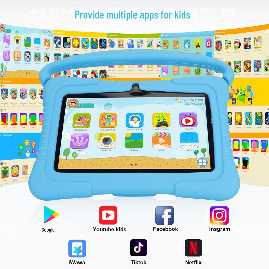 7-Inch Kids Tablet Q88, Google English, WiFi, 1+16GB.
