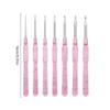 Handmade Weaving Craft Tools 7Pcs Colorful Clear Handles Aluminum Crochet Hooks Set 2.0-5.0mm Single Head DIY Knitting Needles