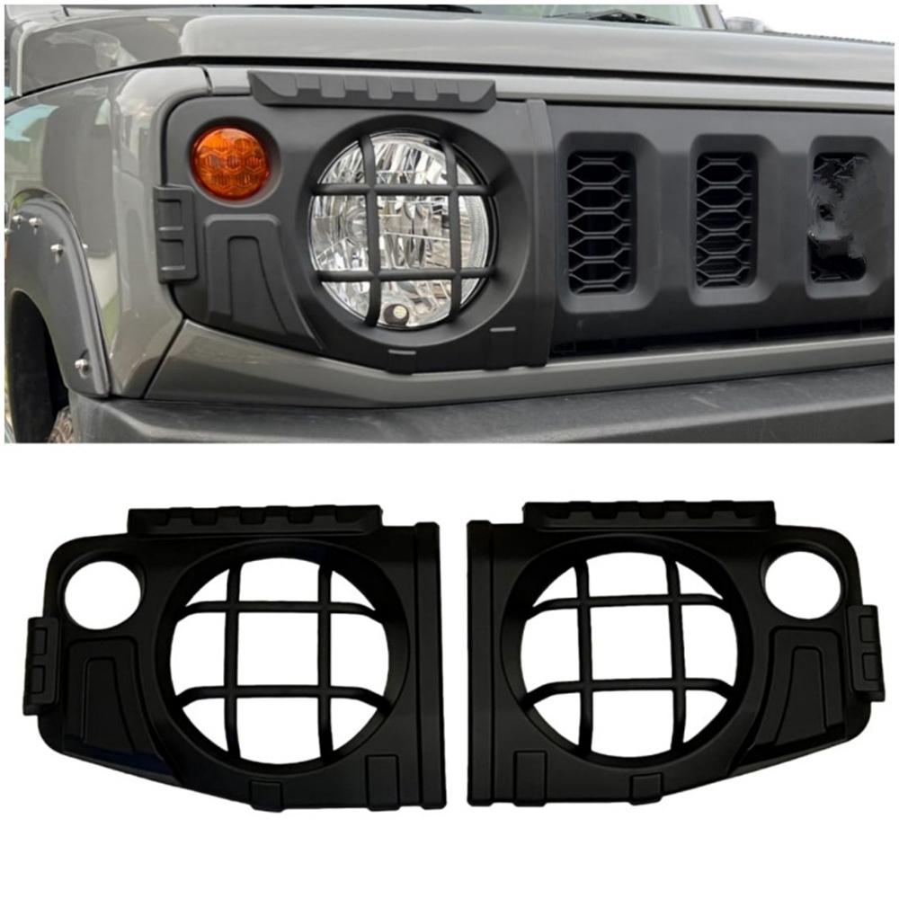 2Pcs For 2019-2024 Suzuki Jimny Front Headlight Lamp Protector Guard Cover Black