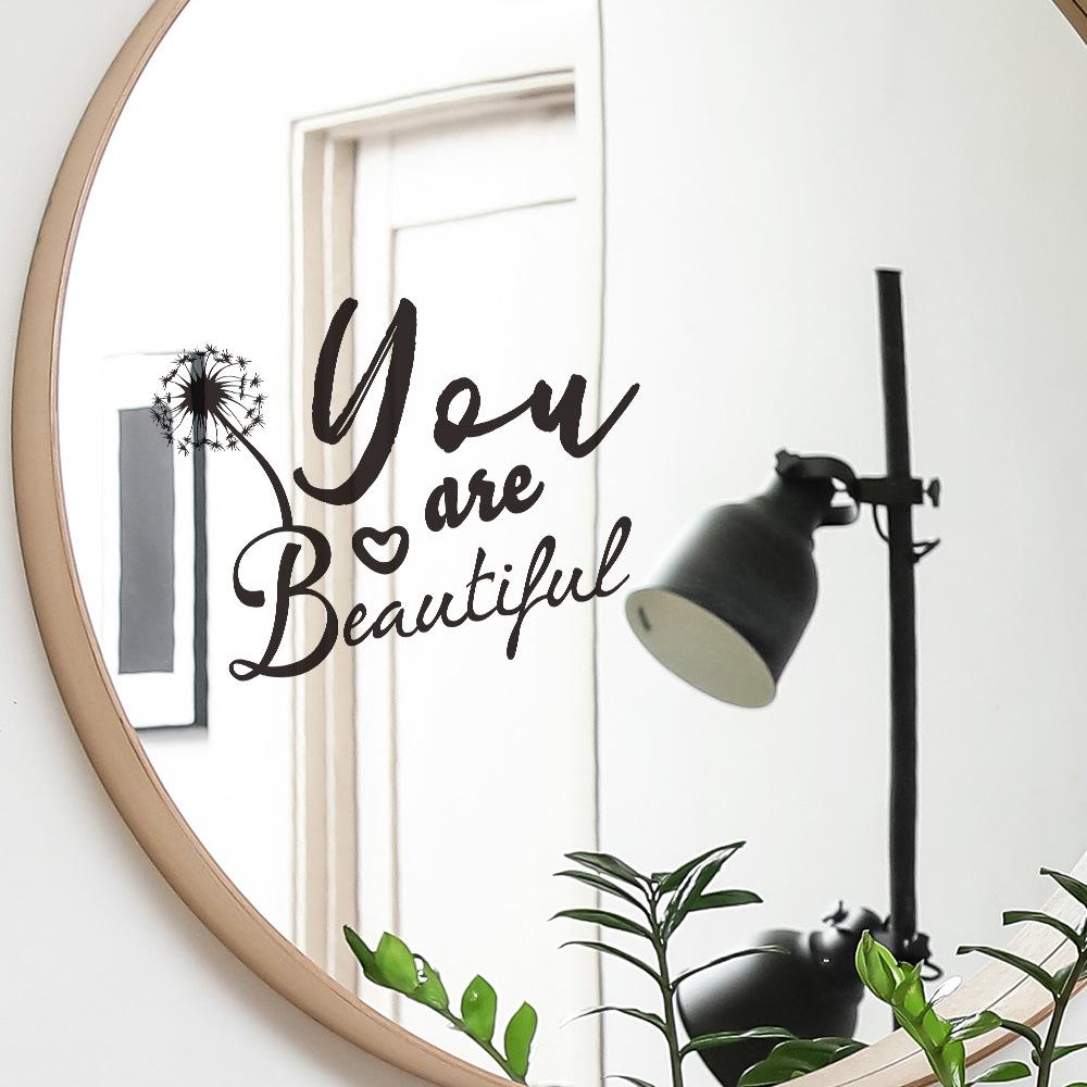 English Slogan Love Dandelion Bathroom Bathroom Mirror Beautifying Wall Sticker