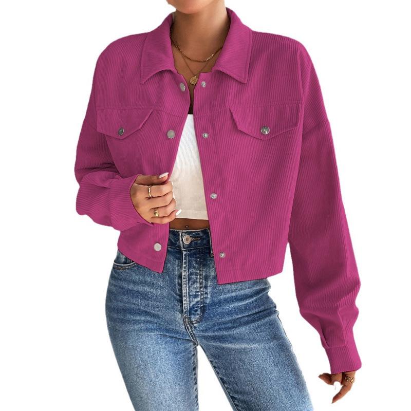 2024 Europe Autumn/Winter Women's Casual Short Lapel Corduroy Jacket