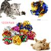 24/12Pack Colorful Crinkle Balls Sound Tin Paper Toy for Cat Durability Vocalization Dolls Playing Interactive Bite Squeak Toys