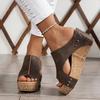 Damen Retro Sandalen mit dicker Sohle, Zehenfrei, Seitlich ausgeschnitten, Ferse freilassend, Freizeitschuhe, Bequeme Keilschuhe für den Sommer