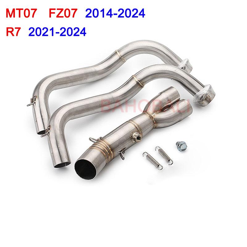 For YAMAHA MT07 FZ07 2014-2024 Years R7 2021-2024 Years Motorcycle Exhaust Full Systems Escape Moto Modified Header Link Pipe