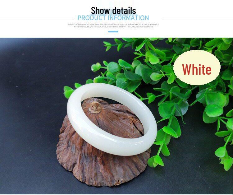 Women's Xinjiang Hotan White Jade Flat Bracelet - Natural Mutton Fat Concubine Jade