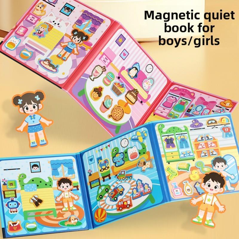 Wooden Montessori Magnetic Story Book For Children With Quiet Paste Feature For Early Childhood Development