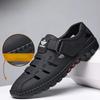Herren Sommersandalen Bequeme Outdoor Atmungsaktive Freizeitschuhe 2024 Sommer Strandschuhe Flache Business Echtleder Sandalen