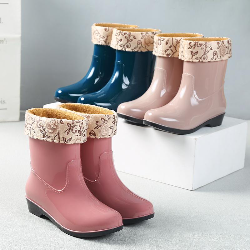 Four Season Warm Water Shoes, Midsole Anti Slip Rain Shoes, Korean Version Women's Rain Boots, Waterproof Wash Shoes, Work Shoes