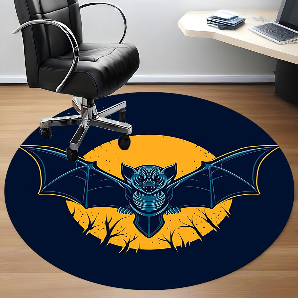 1pc Bat Moon Office Round Area Rug, Under Office Chairs Bedroom Living Room Home Decor, Room Deco, Available In Various Sizes