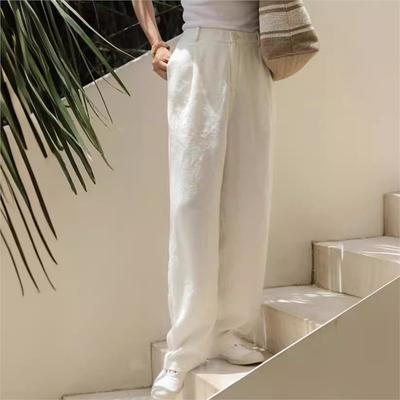 Woman Autumn Loose Vintage Solid Color Straight Leg Pants Washing Chinese Style Casual Retro Pants