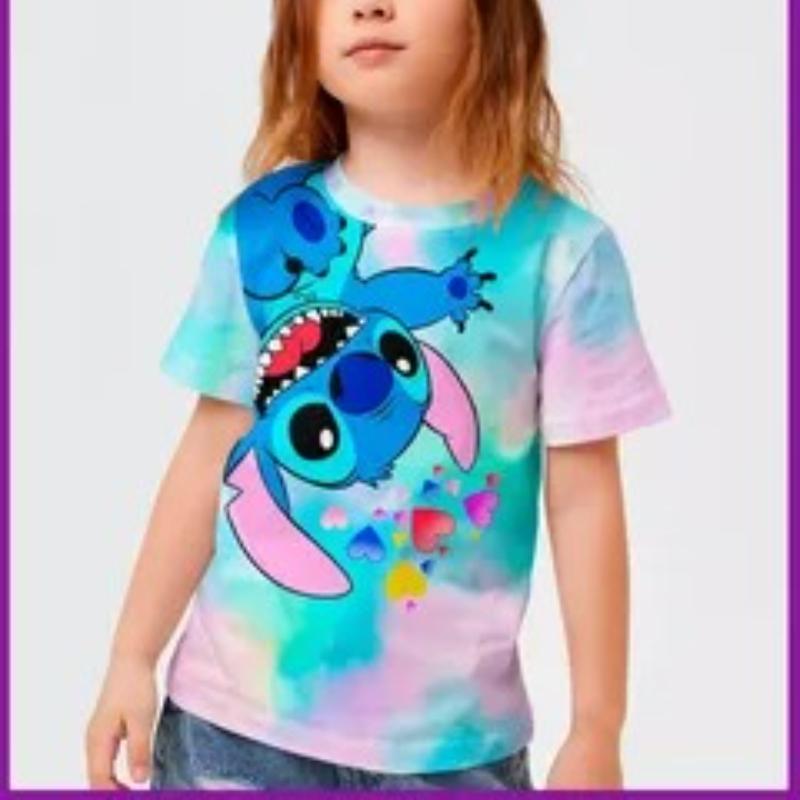 Niedliches Cartoon Kurzarmshirt Cartoon Print Mädchen Kinder Weiche Bequeme T-Shirts Mädchen