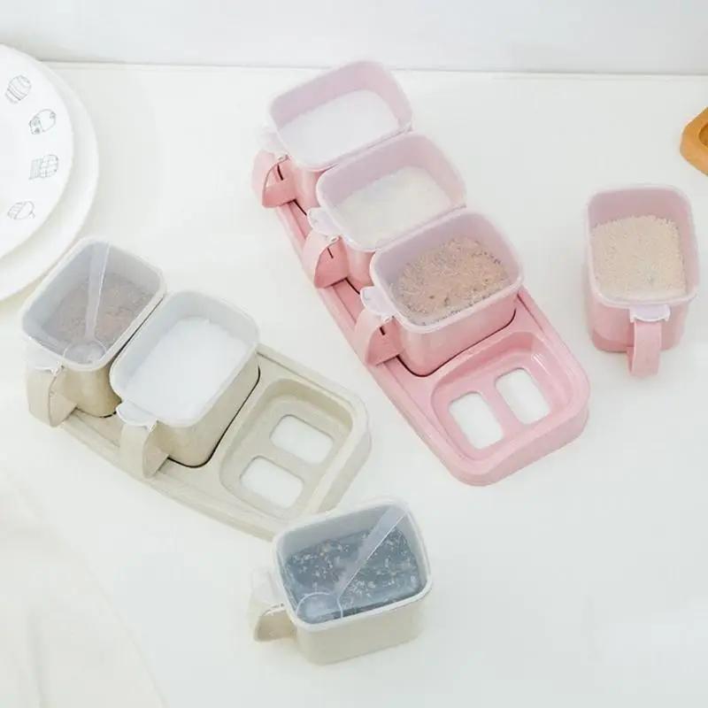 Concise Wheat Straw Seasoning Box Household Kitchen Seasoning Box Combination Set European Seasoning Can Seasoning Storage Box