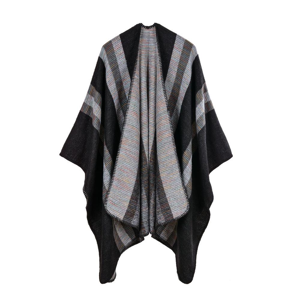 

Women s Colorful Stripe Jacquard Cashmere-Like Shawl Blanket 130x150cm
