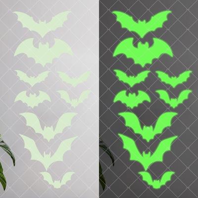 New Happy Halloween Window Clings Decor Removable Bat Specter Glow In The Dark Eyes Luminous Window Sticker Home Decor