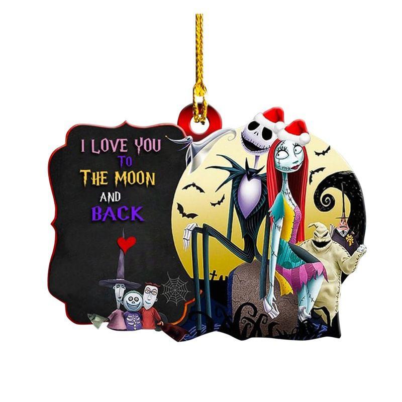 Nightmare Before Christmas Jack Sally Xmas Tree Pendant Halloween Decor Acrylic Gift