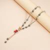 Dark Gothic Style Glass Crystal Pendant Necklaces for Women Girls Punk Creative CCB Beaded Choker Necklace Y2K Fashion Jewelry