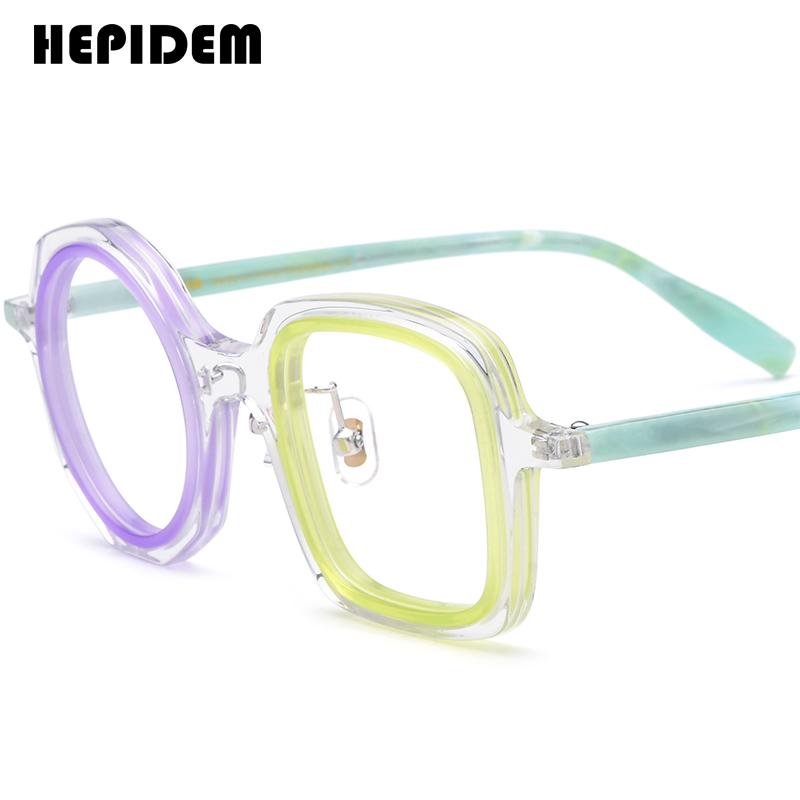 FONEX HEPIDEM Acetate Eyeglasses Frame Men New Round Brand Design Glasses Women Retro Vintage Eyewear Japanese Spectacles 9356