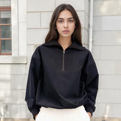 ACUD Half Zip-Up Sportive Blouse _Black