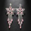 Exquisite Star Tassel Earrings Women's Fashion Net Red Pink Rhinestone Earring Accessories Silver