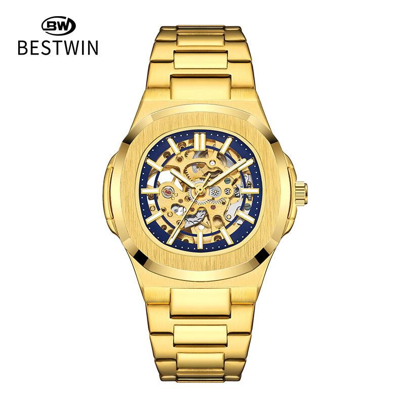 Double-sided hollow luminous men's watch, fully automatic mechanical watch, high-end waterproof men's watch, alloy watch