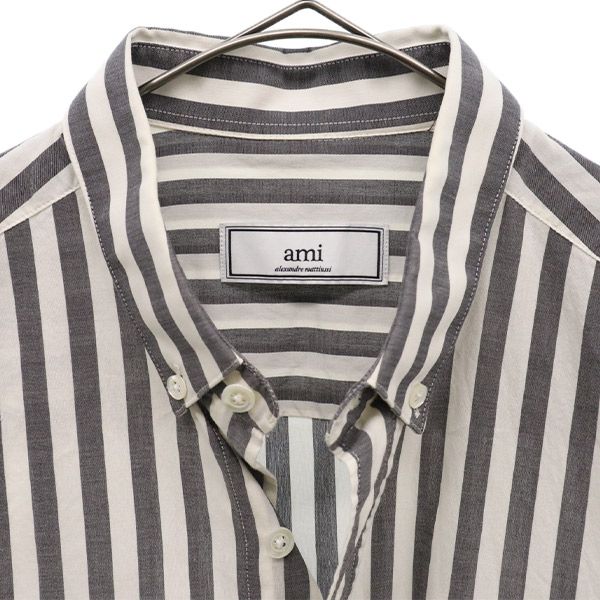 Ami Alexandre Mattiussi Striped Pattern Long Sleeve Button Down Shirt 39 Men's Used