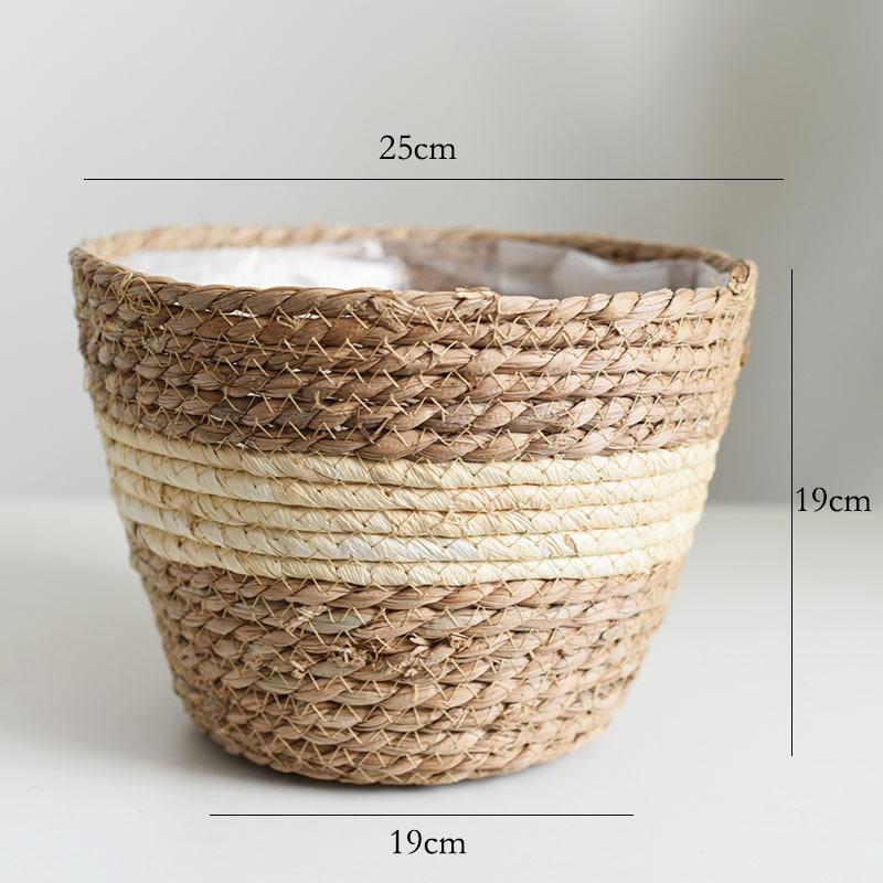 Creative Straw Woven Flower Basket for Green Plants - Living Room or Balcony Decoration