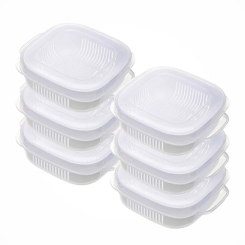 Frozen Rice Containers [Food Sanitation Law Compliant] Rice Freezer Containers (Microwave/Dishwasher Safe) for a Single Serving (6 Containers / White)