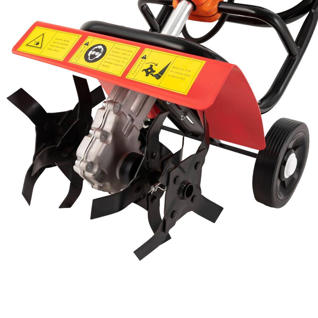 Garden Tiller Cultivator, Powerful 52cc Gas Powered Small Rototillers Air-Cooled 2 Stroke Engine Garden Yard Tilling Tool