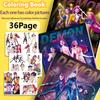 New 36Page K-Pop Demon Hunters Picture Book 24*17cm Anime Peripheral Line Art Coloring Book Children's Album Coloring Painting