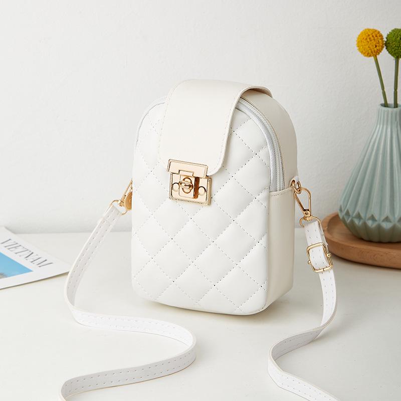 Embroidered Diamond Pattern Crossbody Phone Bag - 2023 Ladies' Versatile Single Shoulder Bag