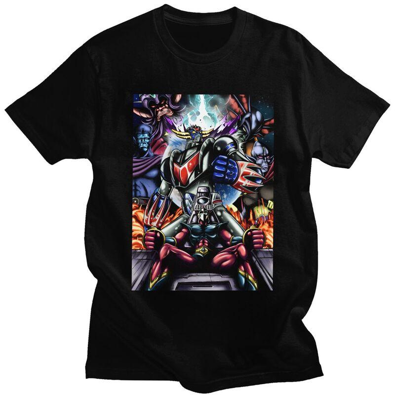 Custom Grendizer T Shirt for Men Pure Cotton Tshirt Tees Goldorak Goldrake Ufo Robot Tshirts Slim Fit Clothing