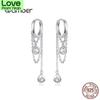Bamoer Waterdrop Round Geometric Chain Dangle Earrings For Stylish Jewelry Women Sterling  Color Female Stylish Orecchini Sce638Geometric Chain