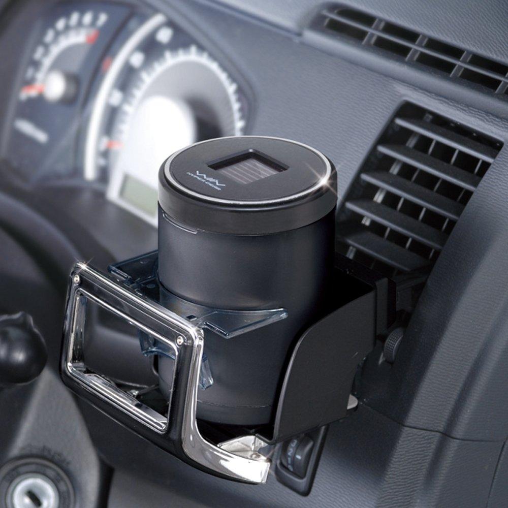 SEIWA Solar Fine Ash Car Drink Holder with W596 Ashtray, Type, Black, LED,