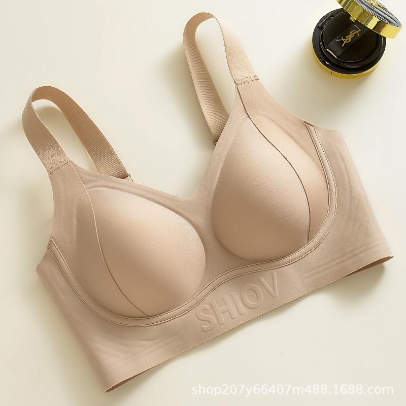 Full Cup Large Size Large Chest Small Underwear Women's Fat M Seamless Soft Support Gather and Close the Breast Bra