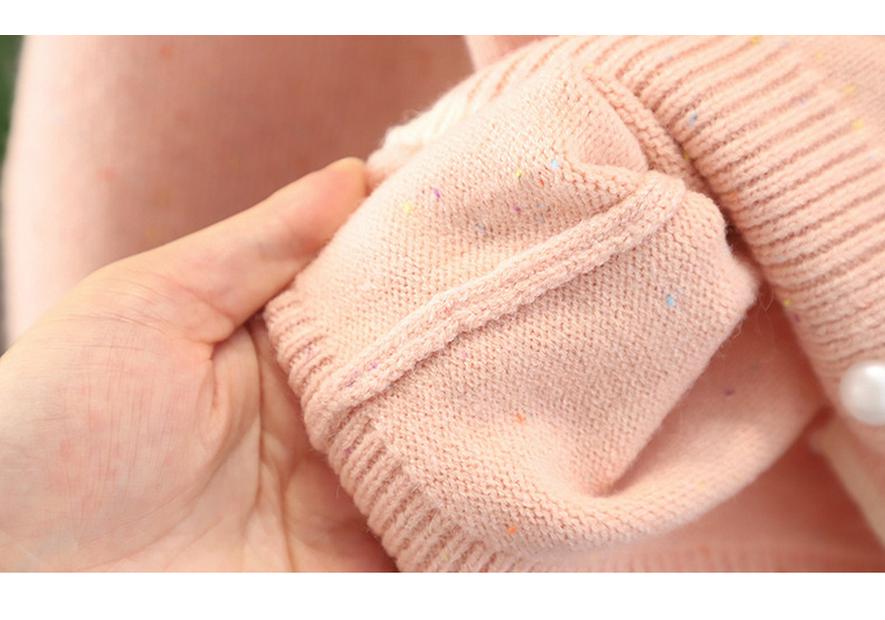 Girls' 2025 Autumn Cardigan - White Knit, Spring & Autumn Style Thin Sweater